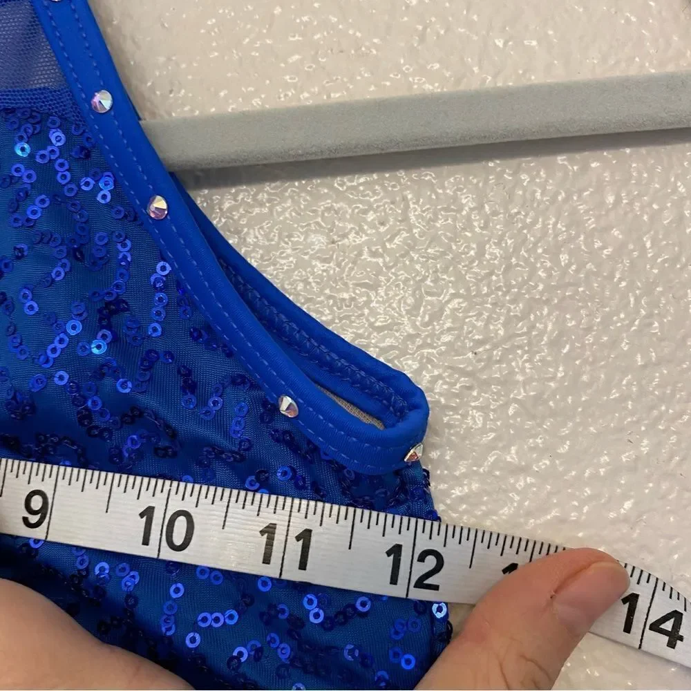 WEISSMAN Dance blue sequin Costume maxi dress lyrical 9876 child IC- child 7/8